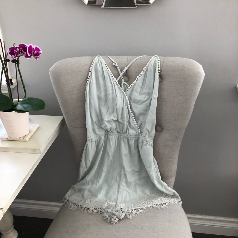 Cute Cross Back Jumper w/ Lace bottoms